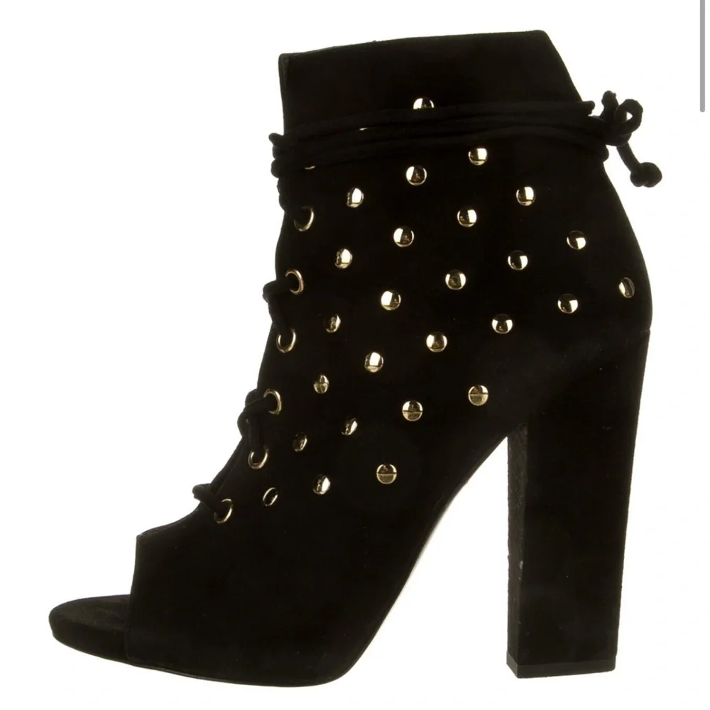 Giuseppe Zanotti Black Suede Alien Peep Toe Booties